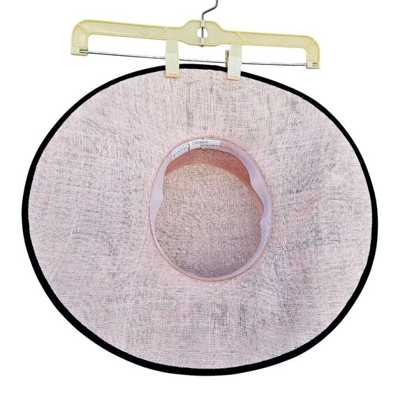 Y2K Cappelli Condici Pink Black Wide Brim Fascinator Hat Feathers L XL 25–26" - Picture 5 of 12